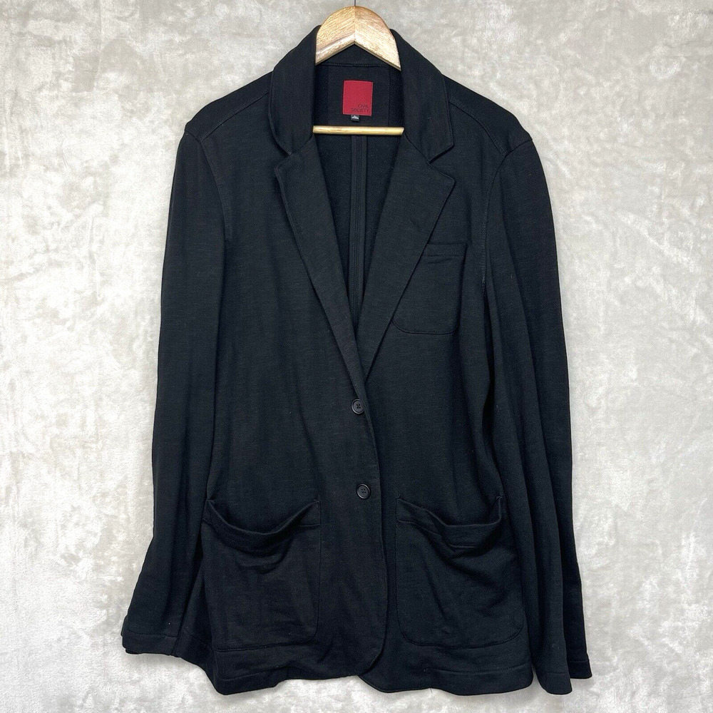 Civil Society Men's Large Black Knit Unstructured Textured Jacket Dark Academia